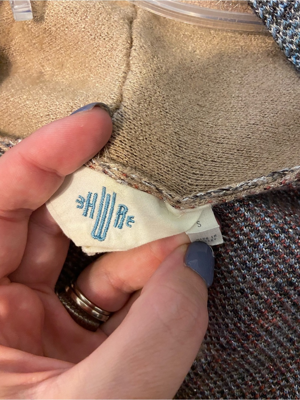 Anthropologie Beige Embroidered Crane Open-Front Wool Blend Sweater Cardigan - Picture 10 of 14